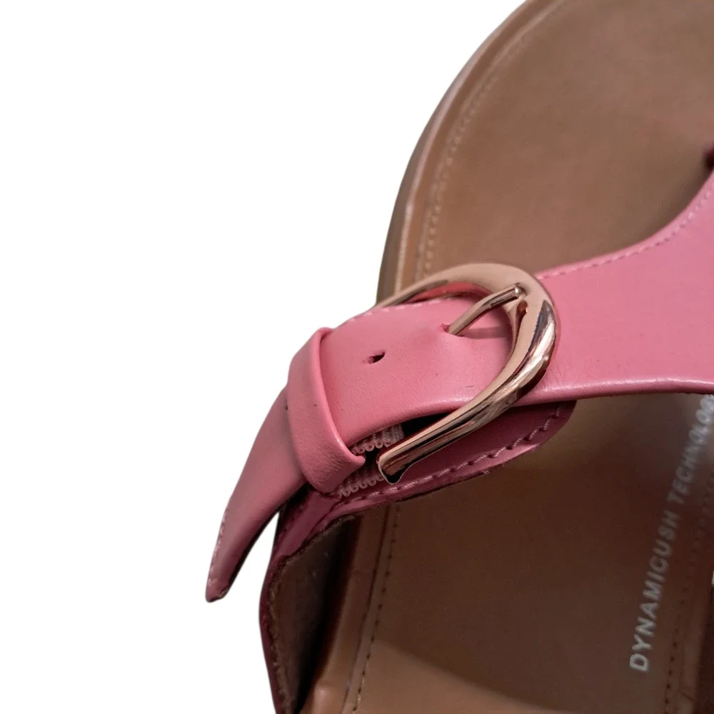 FitFlop Sandals Womens 10 Pink Gracie Buckle Leather Thong Summer Flats‎